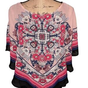 Black and pink sheer top Y2K romantic feminine Bohemian boho